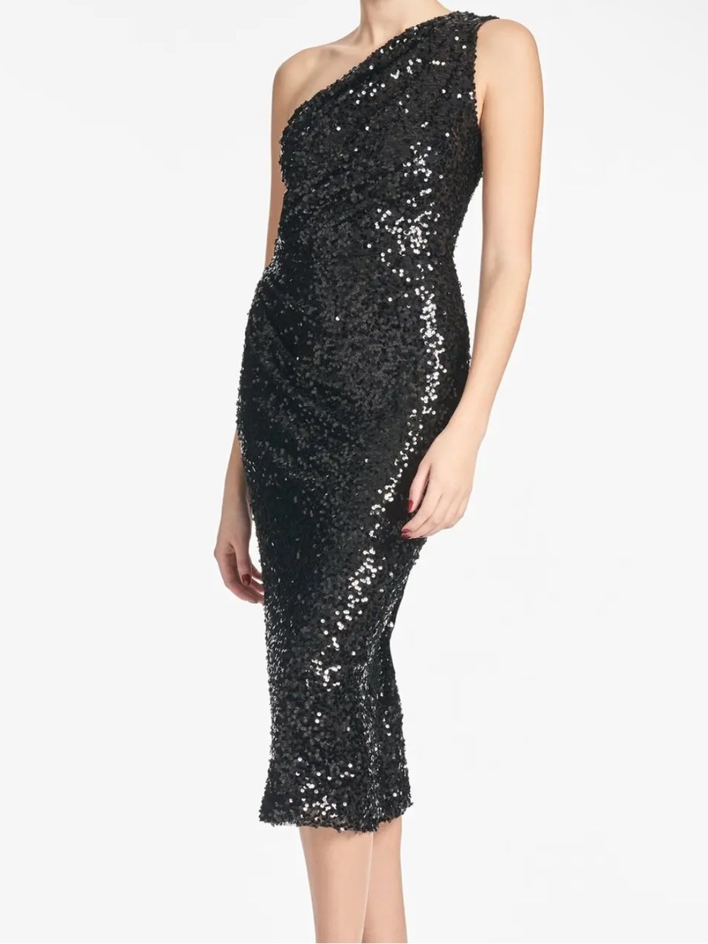 Sachin + Babi Carmen Black One-Shoulder Sequin Dress